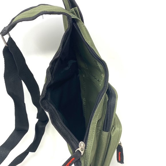 Messenger Men's Green Bag Poly Sport Shoulder Strap 4 Zip Pocket Cellphone Pouch - Picture 5 of 5